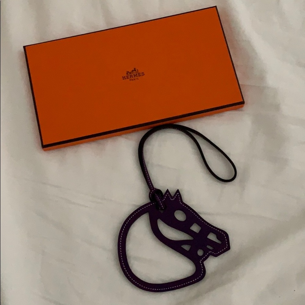 Hermes bag charm in deep purple
